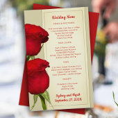 Red Roses Elégant Mariage Menu Modèle