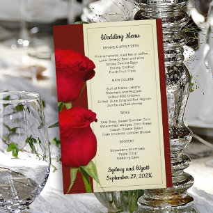 Red Roses Elégant Mariage Menu Modèle
