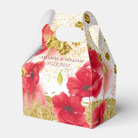 Red Roses Elegant Wedding Bedankdoosjes (Voorkant Zijde)