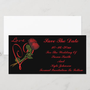 Red Roses en Heart Wedding slaan de datum op Save The Date
