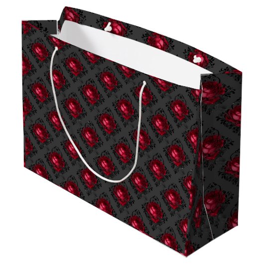 Red Roses en Sparkly Black Groot Cadeauzakje (Achterkant Gekanteld)