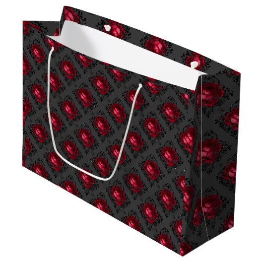 Red Roses en Sparkly Black Groot Cadeauzakje (Voorkant Gekanteld)