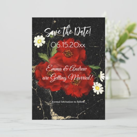 Red Roses Enregistrer la carte Date (Debout devant)