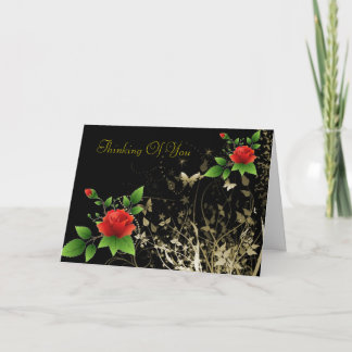 Red Roses et Carte Papillon Or