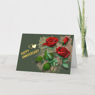 Red Roses et Foil Bonne carte d'anniversaire