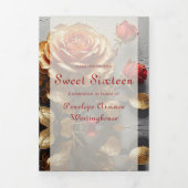 Red Roses et Gold Sweet 16 Party Invitation (Page de couverture)