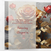 Red Roses et Gold Sweet 16 Party Invitation (Intérieur en premier)