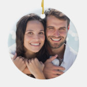 Red Roses First Kerstfoto Template Keramisch Ornament (Achterkant)