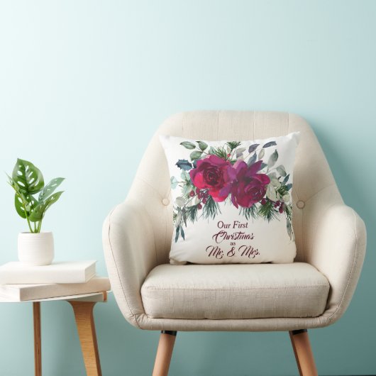 Red Roses First Kerstfoto Template Kussen (Stoel)