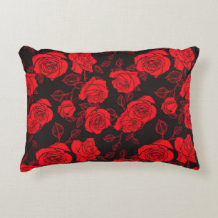 "Red Roses" Floral Art Accent Pillow Accent Kussen