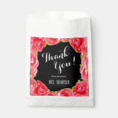 Red Roses Floral Dank u Bedankzakje (Voorkant)
