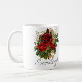 Red Roses Floral Elegant naam Koffiemok