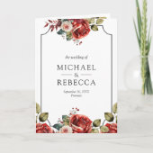 Red Roses Floral Frame Photo QR Code Wedding (Voorkant)