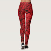 Red Roses Floral Girly Pattern Trendy Fashionable Leggings (Achterkant)