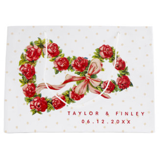 Red Roses Floral Heart Wreath Elegant Cute Groot Cadeauzakje