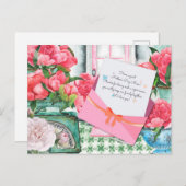 Red Roses Floral Letter Envelope Moederdag Briefkaart (Voorkant / Achterkant)