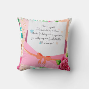 Red Roses Floral Letter Envelope Moederdag Kussen