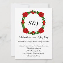 Red Roses Floral Monogram Wedding