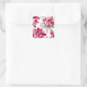 Red Roses Floral Pattern Vierkante Sticker (Tas)