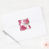 Red Roses Floral Pattern Vierkante Sticker (Envelop)
