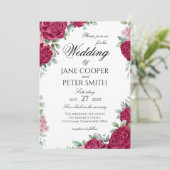 Red roses floral Wedding Invitation (Debout devant)