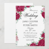 Red roses floral Wedding Invitation (Devant / Derrière)