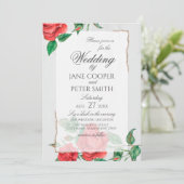 Red roses floral Wedding Invitation (Debout devant)