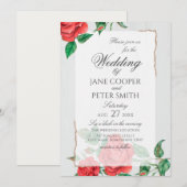 Red roses floral Wedding Invitation (Devant / Derrière)