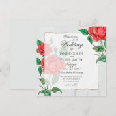 Red Roses floral Wedding Invitation (Devant / Derrière)