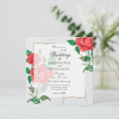 Red Roses floral Wedding Invitation (Debout devant)
