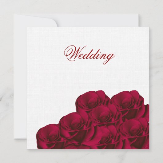 Red Roses Floral Wedding Invitation Kaart (Voorkant)