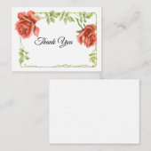 Red Roses Flower Merci Cartes (Devant / Derrière)