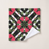 Red roses flowers floral kaleidoscopic white (Gant de toilette)