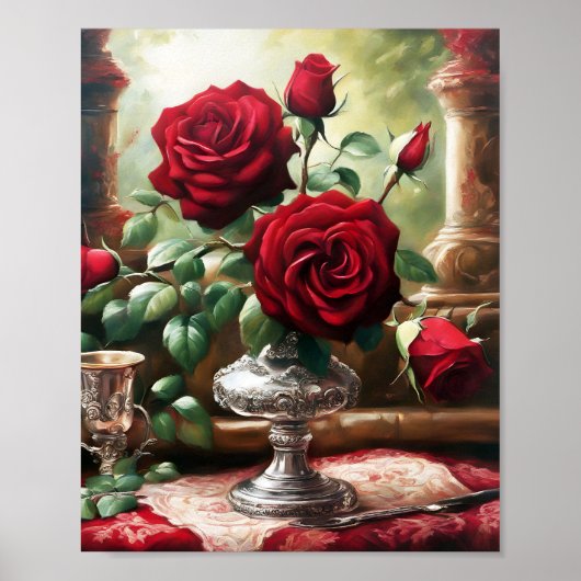 Red Roses Flowers  kunst Poster (Voorkant)