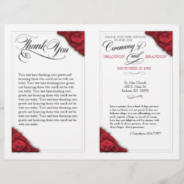 Red Roses Foldable Wedding Ceremony Program Flyer
