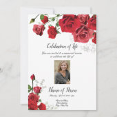 Red Roses Funeral Announcement Uitnodiging (Voorkant)