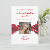 Red Roses Funeral Memorial Card Kaart (Staand voorkant)