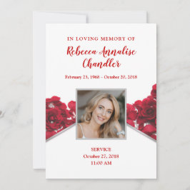 Red Roses Funeral Memorial Card Kaart