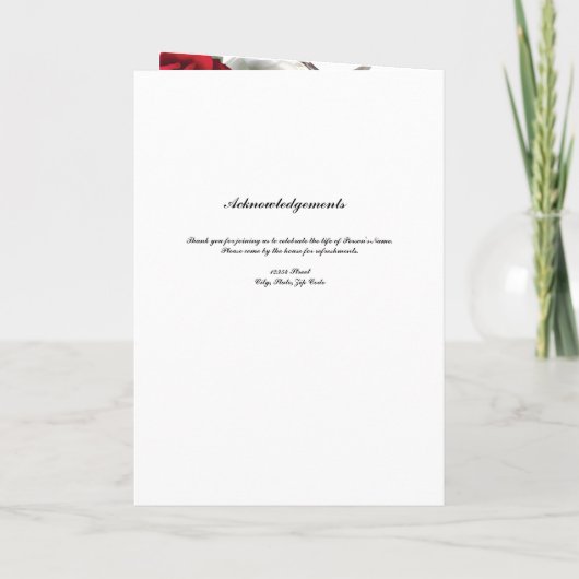 Red Roses Funeral Programme Programma (Achterkant)