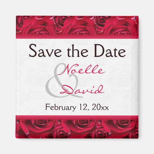 Red Roses Galore Wedding Favor Magnet Magneet (Voorkant)