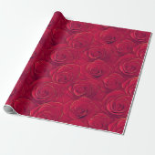 Red Roses Gold Border Romantische Valentijn Cadeaupapier (Uitgerold)