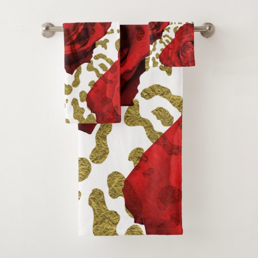 Red Roses Gold Cheetah Leopard Poster de animal (En situation)