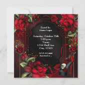 Red Roses Gothic Glam Élégante Invitation du parti (Dos)