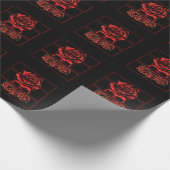 Red Roses Gothic Skull Wicca Gothic Flowers Cadeaupapier (Hoek)