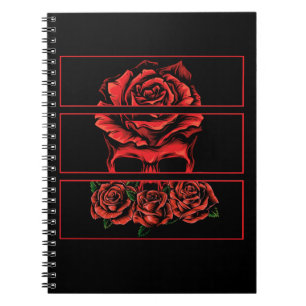 Red Roses Gothic Skull Wicca Gothic Flowers Notitieboek