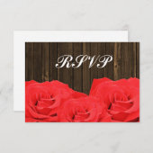 Red Roses Grange Bois Mariage RSVP Carte de répons (Devant / Derrière)
