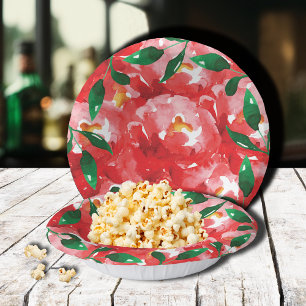 Red Roses Greenery Floral Paper Bowls Papieren Kommen