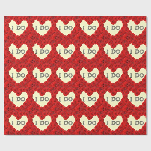 Red Roses Heart I Bling Wrapping Paper Cadeaupapier (Vlak)