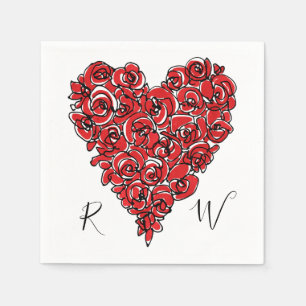 Red Roses Heart Monogram Servet
