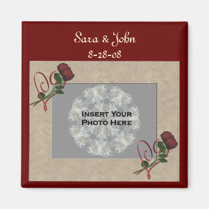 Red Roses Heart Wedding for Save the Date Magnet Magneet